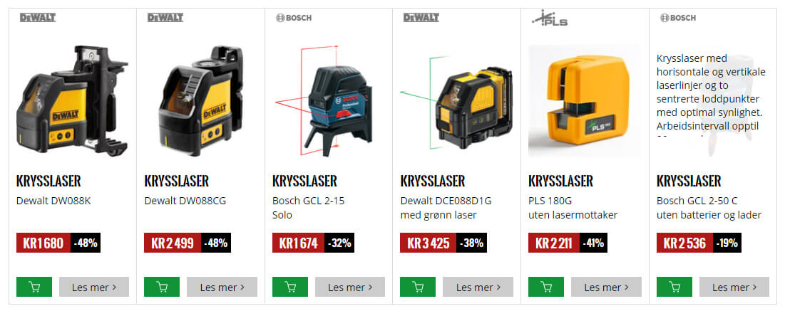 Bildet viser noen av laserinstrumentene på StayPro.no