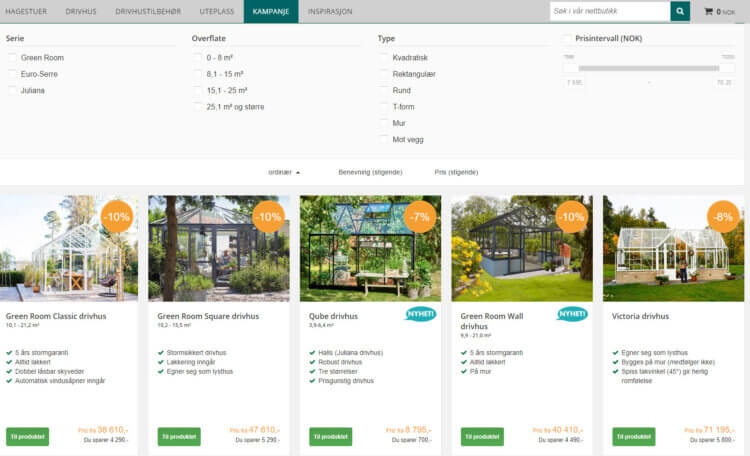 Willab Garden har blant annet drivhus i ulike prisklasser.